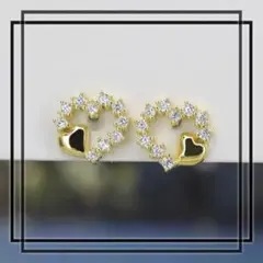 a880D【ハート⭐️】ピアス　CZダイヤ　K18GP  大人可愛い　女性