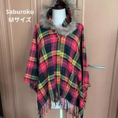 Saburoku チェック柄 ポンチョ Mサイズ