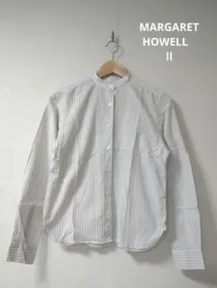MARGARET HOWELL バンドカラー半袖シャツ ホワイト - メルカリ