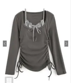 grl フリルリボンキャミソール×ドロストトップスアンサンブル[ac2472]