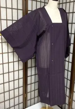 ※C534正絹　夏用　道行コート　紫　美品　着物