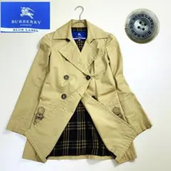 訳あり バーバリーブルーレーベル ノバチェック 裏地 トレンチコート 38 M