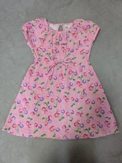 mezzo piano 半袖ワンピース さくらんぼ柄 リボン size:130