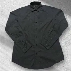 【美品】VAN HEUSEN 総柄 長袖シャツ ブラック きれいめ 【D153】
