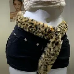 ファー ベルト ヒョウ柄 y2k 平成 ギャル グランジ レオパード 105cm