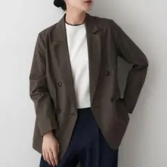 新品 完売品 デッサン 洗えるダブルブレストジャケット チェック ブラウン M