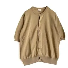 NOUVELLES DU PARADIS 半袖ニットカーディガン ベージュ