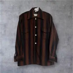 70's BEAUT 長袖シャツ ストライプ vintage ウール100% M