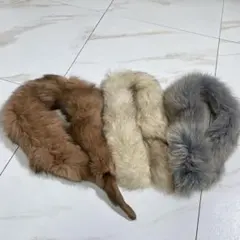 ヴィンテージ まとめ3点 シルバー レッド シャドーフォックスファー ストール