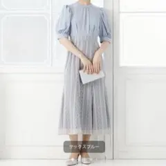 AIMER 袖付きストライプレースマーメイドドレスのサムネイル