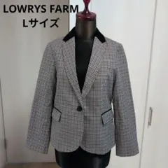 【美品】ローリーズファーム チェック柄テーラードジャケット ベロア衿 秋冬 Lのサムネイル