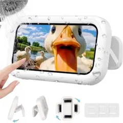 ✨スマホ 防水ケース 壁掛け 調整可能 360度回転 強力粘着 ホワイト