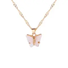 ネックレス　レディース　蝶　バタフライ　ゴールド　ホワイト　シンプル夏