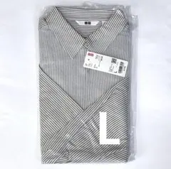 レーヨンブラウス　ストライプ　L　グレー　UNIQLO ユニクロのサムネイル