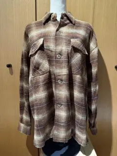 ブラウン系チェック柄ネルシャツ　古着