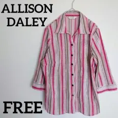 ALLISON DALEY FREE 赤 茶色 ストライプ柄 長袖シャツ
