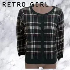 RETRO GIRL 緑チェック カーディガントップス