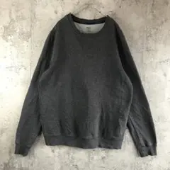 Y3513古着　トレーナー　スウェット　ワンポイント　チャコール　90s Y2K