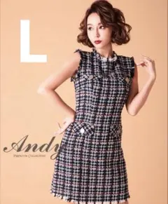 値下げ！AndyキャバドレスノースリーブツイードミニワンピースLサイズ