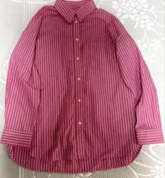 GU ピンクストライプ 長袖シャツ