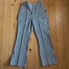ギンガムチェック フレアパンツ ブラック・ホワイト