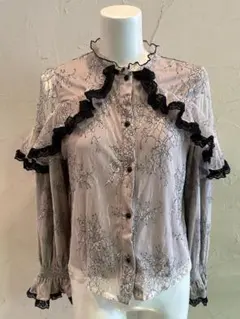 ROJITA 長袖 ブラウス フリル レース ベージュのサムネイル