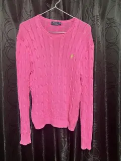 Polo Ralph Lauren ケーブル編みニットセーター XL ピンク