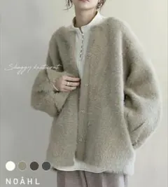 シャギーコート ノーカラージャケット