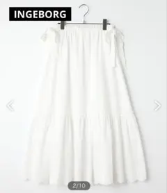 ♡INGEBORG♡コットンローン刺繍ギャザースカート　新品未使用FREEサイズ