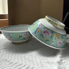 s*o様 花と蝶のデザイン 陶器ボウルラーメン丼皿