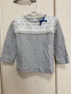 グレー レース付き長袖トレーナー