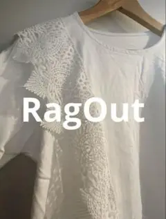【RagOut】レーストリム半袖カットソー　白　M