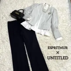 セレモニー 上下セット✨卒業式　卒園　入学　ママスーツ★ノーカラー　ラメ✨黒　M