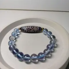 ぷ*郎様 龍眼天珠＆アクアオーラ水晶ブレスレット