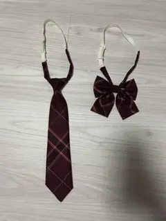 学生服 ネクタイ リボン 2点セット ボルドー チェック