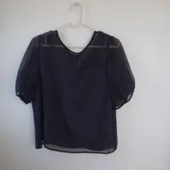 シースルーブラック半袖トップス M