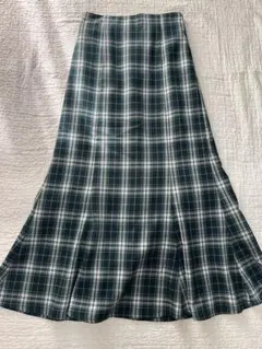 【Honeys】ダークグリーン チェック フレアスカート マーメイドスカート