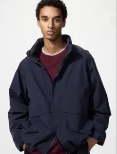 ユニクロ ウインドプルーフスタンドブルゾン ネイビー