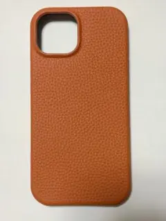 iPhone15用 MagSafe対応 レザーケース オレンジ