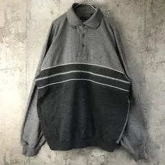 Y2366古着　トレーナー　スウェット　ポロシャツ　グレー　90s Y2K