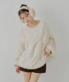 Chico ビッグケーブルルーズミニワンピース ホワイト