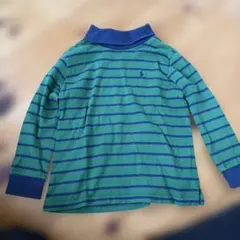 Ralph Lauren 緑と青のストライプ タートルネック長袖　110