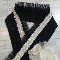 F-39パールフリルレース伊達襟 重ね襟 飾り襟❀着物 振袖 成人式 和装小物