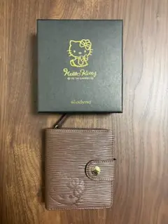 非売品】Hello Kitty 二つ折り財布 ブラウン 牛革