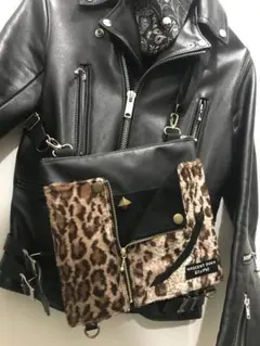 GlyPhS オリジナル レオパードファーGOLD ZIPライダース ショルダー