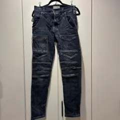 WAGENYA ダークブルー デニムカーゴパンツ X2-RL01ウエスト74cm