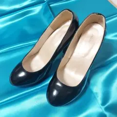 menue●ハイヒール●エナメル●ブラック●パンプス●24.5cm●メヌエ