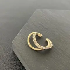 【ダブルライン】 イヤーカフ　ゴールド