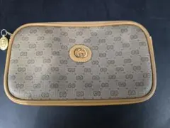 MT466 GUCCI グッチ マイクロシマ 化粧ポーチ レザー PVC GG柄