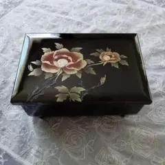 牡丹蒔絵漆器 オルゴール宝石箱 約15cmx10cm高さ約7cm